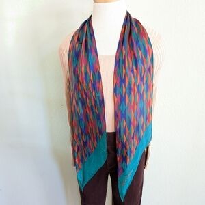 Vintage Diane Von Furstenberg Vintage Geometric Silk Scarf in Victorian Teal